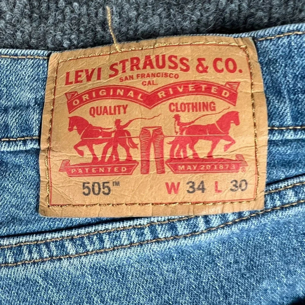 Levi's 505 Regular Jeans Mens 34x29 Blue‎ Denim Medium Wash Casual Streetwear